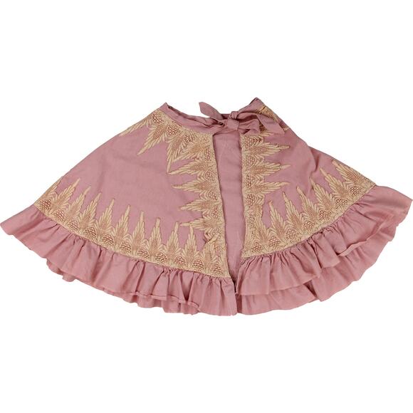 Vintage Pink Ivory Lace Linen Cottagecore Indie Skirt - Picture 8 of 8